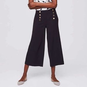 Loft Wide Leg Sailor Cropped Black Pants Size 12